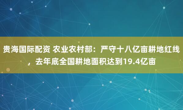 贵海国际配资 农业农村部：严守十八亿亩耕地红线，去年底全国耕地面积达到19.4亿亩